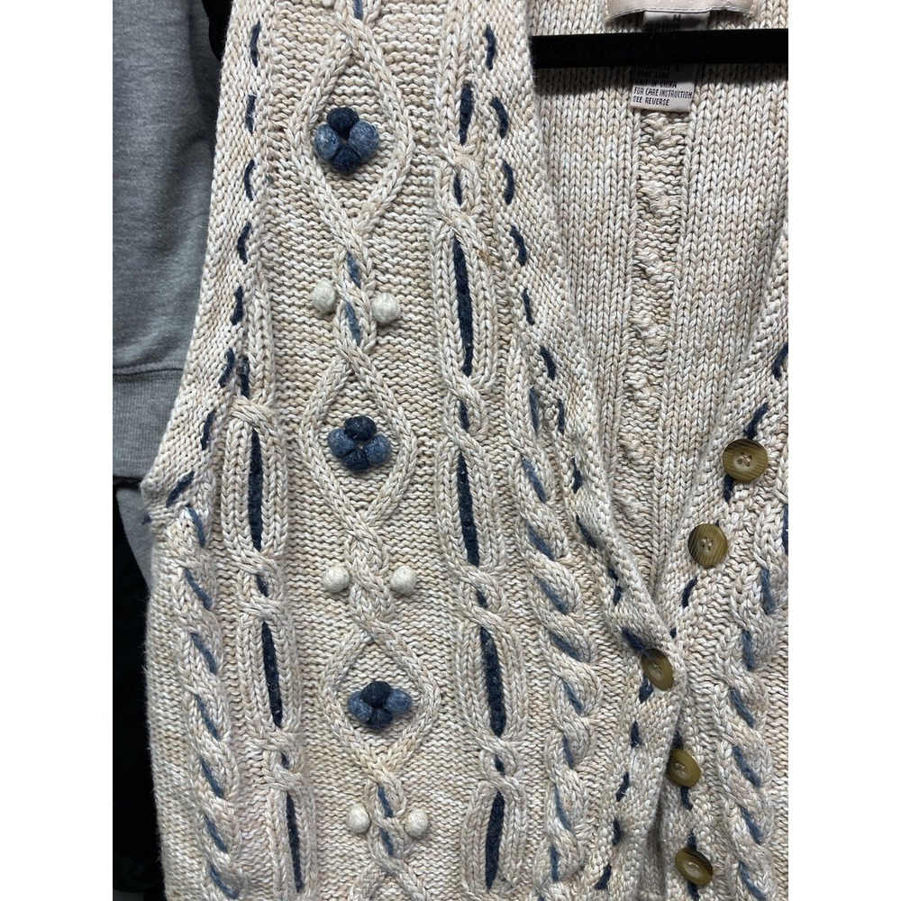 Vtg Christopher And Banks Womans Sweater Vest Size Medium Hand Embroidered Knit - Picture 4 of 12